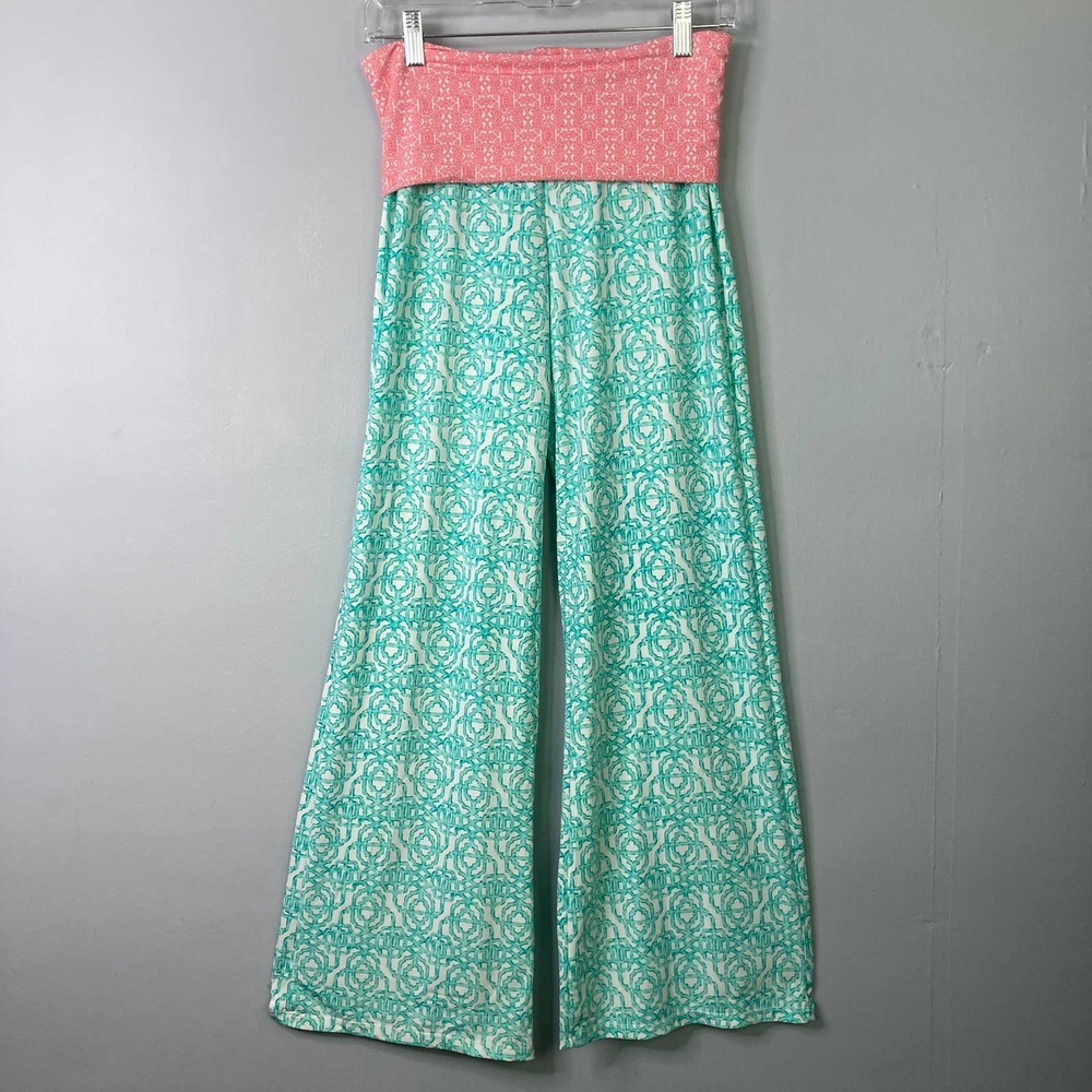 Cabana Life Teal Beach Pants Women's Size S Wide Leg Stretch UPF 50 Protection